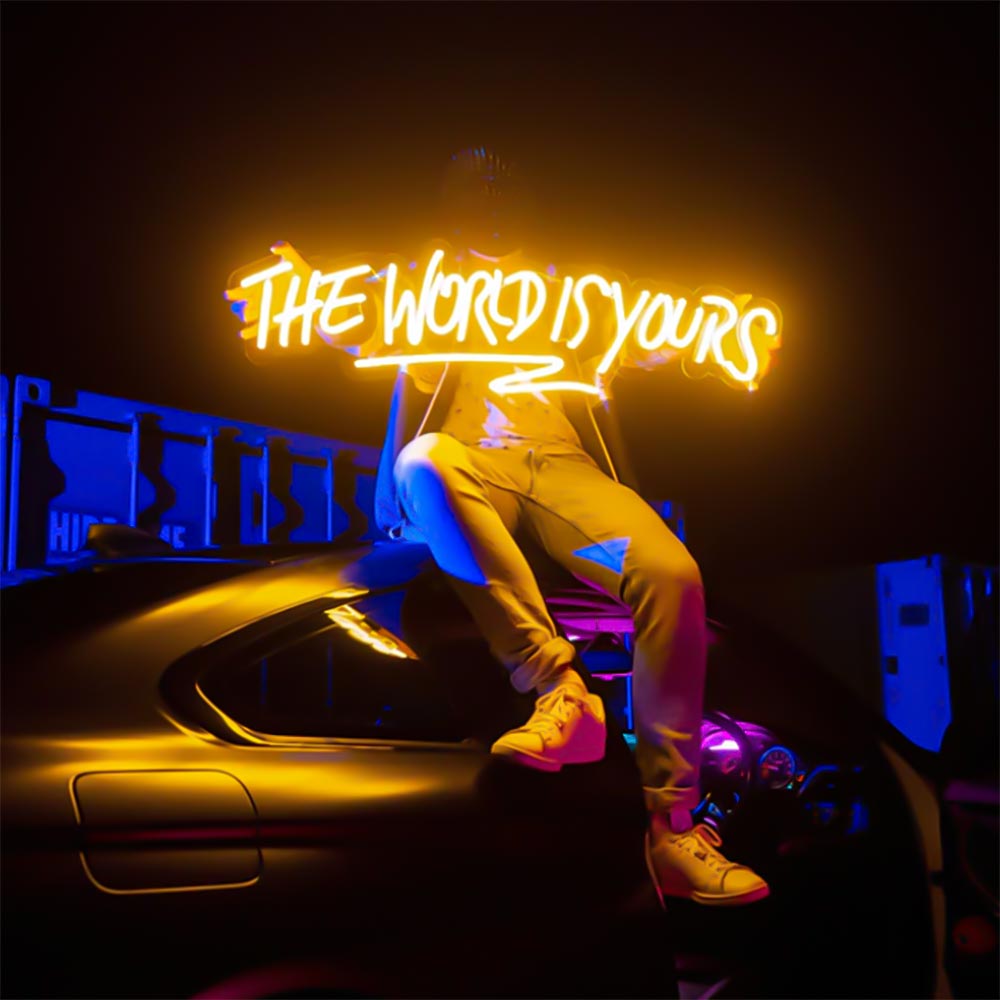 Moodlion The World Is Yours Neon Sign, Neon Signs for Wall Decor