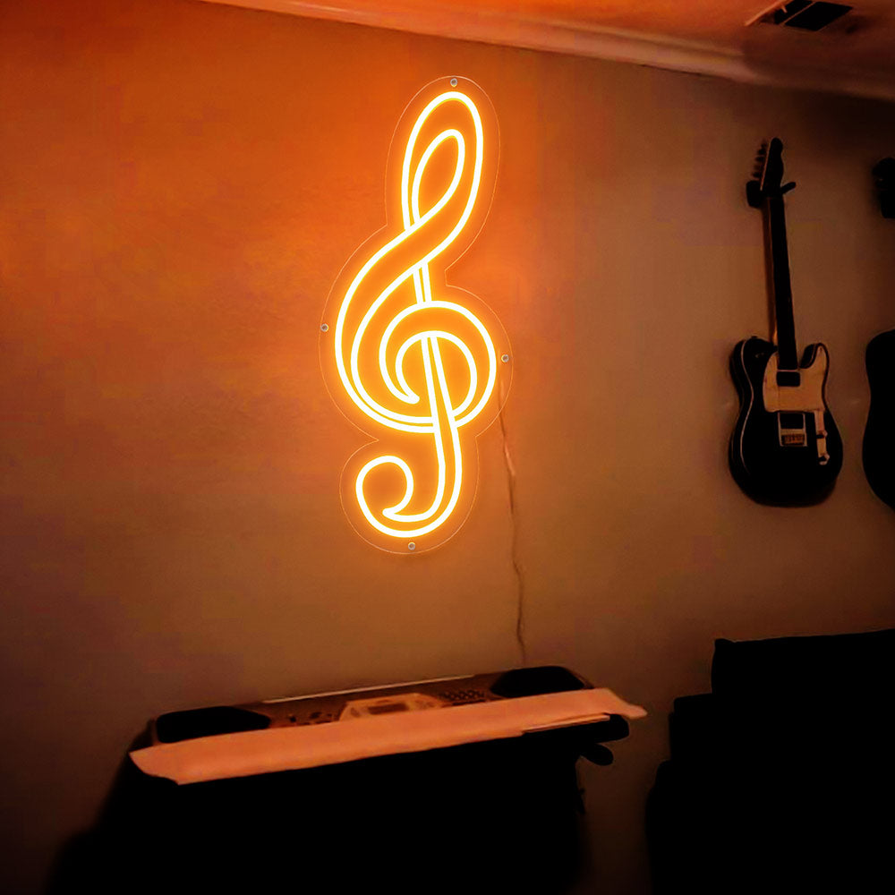 Musical Note Neon Sign / TREBLE CLEF / Gamer Room Decor Home Decor on sale / Birthday Gift / Wall Decor Light / personalized design