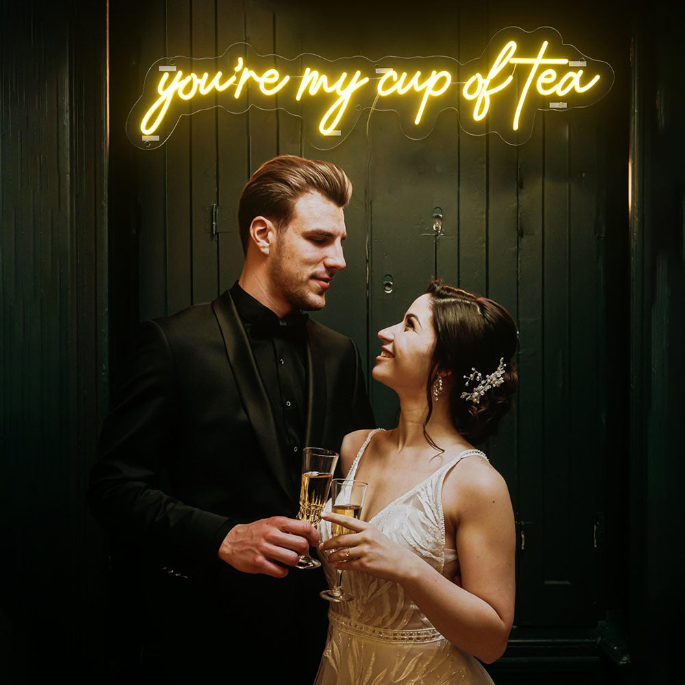 you me and a cup of tea neon sign